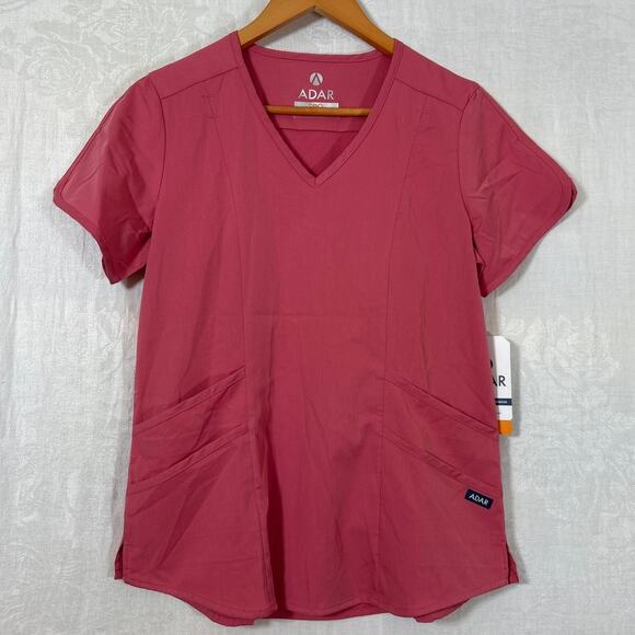 ADAR Pro Scrub Top Small Pink NEW Tailored Fit Rapture Rose - Picture 1 of 7